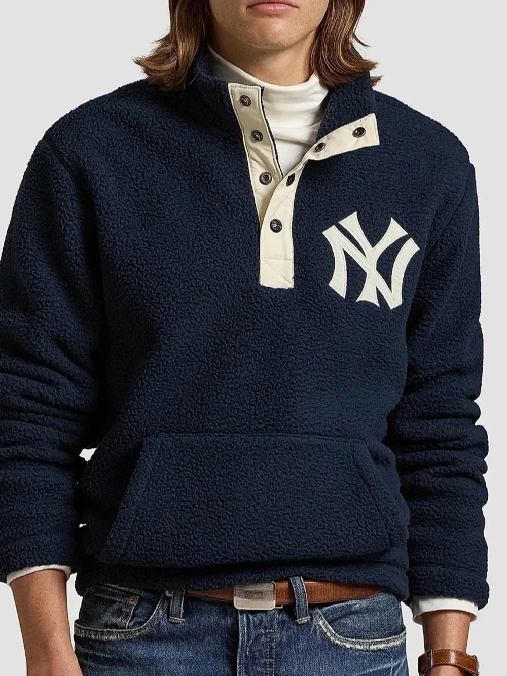 POLO RALPH LAUREN Yankees Vintage Brushed Fleece Pullover Size M
